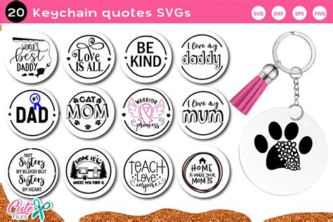 Keychain Quotes Vol.1 SVG Bundle Gráfico por Cute files · Creative Fabrica