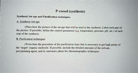 P-cresol (synthesis) Synthesis Set-ups and Purificati… - SolvedLib