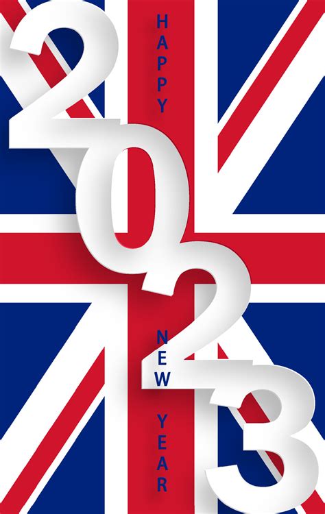 Happy New Year 2023, festive pattern with British flag concept 10535226 ...