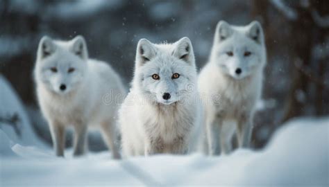 Cute Wolf Pups in Snowy Arctic Forest Generated by AI Stock Illustration - Illustration of small ...