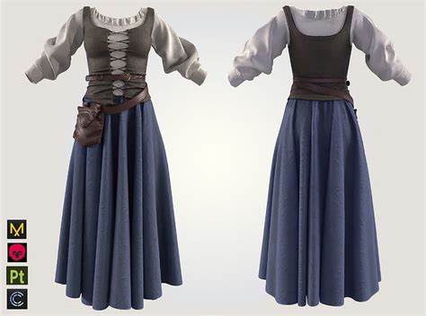 medieval peasant girl woman dress medieval clothing 3D model | CGTrader