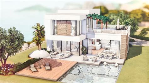 this is an artist's rendering of a modern house with pool and hot tub