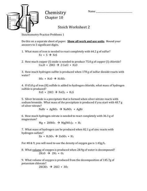 Mixed Stoichiometry Problems Worksheet Answers