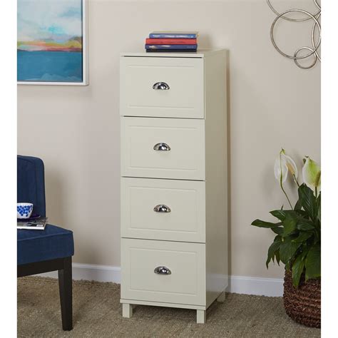 Bradley 4 Drawer Vertical Wood Filing Cabinet, White - Walmart.com - Walmart.com