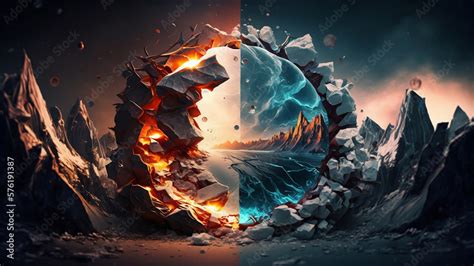 fire and ice desktop background wallpaper 4K Stock Illustration | Adobe ...