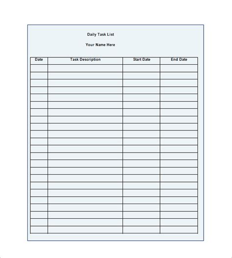 Daily Task List Template – 9+ Free Word, Excel, PDF Format Download | Free & Premium Templates