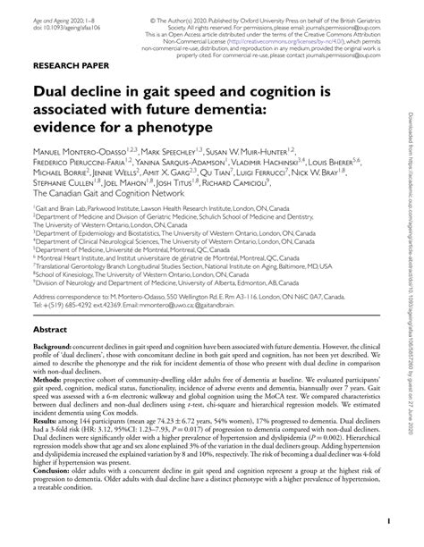 (PDF) Dual decline in gait speed and cognition is associated with future dementia: evidence for ...