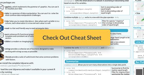 Tidyverse Cheat Sheet For Beginners - DataCamp