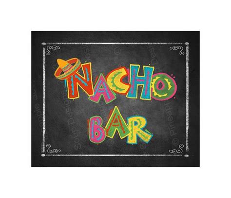 Fiesta Party NACHO BAR sign in chalkboard style - Birthday Fiesta Signage - PRINTABLE Diy poster ...