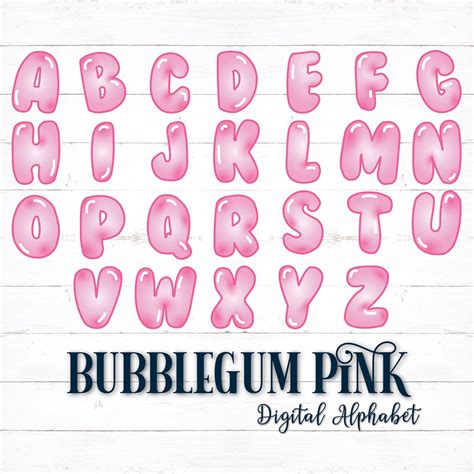 Printable Digital Alphabet Letters, Bubble Letters, Bubble Alphabet, Pink Alphabet, PDF Alphabet ...