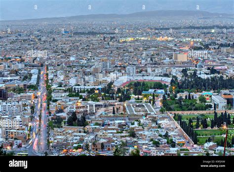 Fars Province, Shiraz, Iran - 18 april, 2017: Panorama of the city from a bird's-eye view in the ...