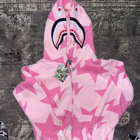 Pink Bape Hoodie -size medium -new with tags - Depop