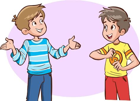 Premium Vector | Two kids talking cartoon character vector illustration