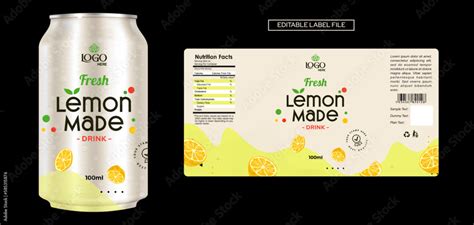 Lemonade Lemon drink label design, soft drink label design. Soda can ...