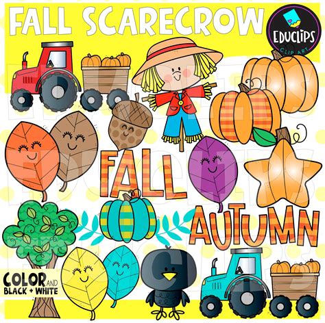 Fall Scarecrow Clip Art, Autumn Images, September, October, November, COMMERCIAL USE - Etsy