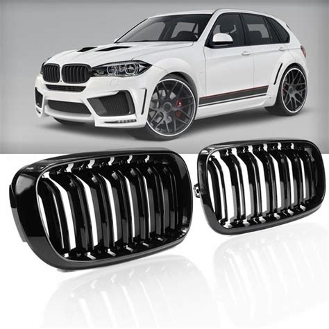 Gloss Black Dual Slats Kidney Front Grill Grille Girlls Grilles For BMW ...