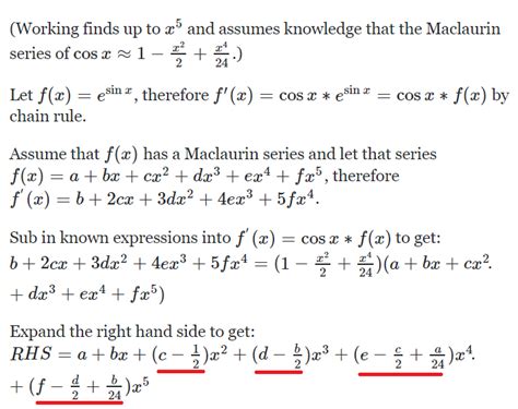 calculus - Series expansion for $e^{\sin x}$ and coefficient comparison - Mathematics Stack Exchange