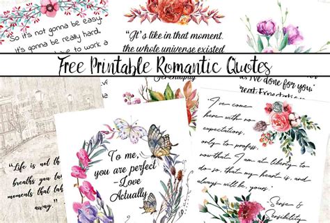 Free Printable Romantic Movie Quotes: 6 Designs