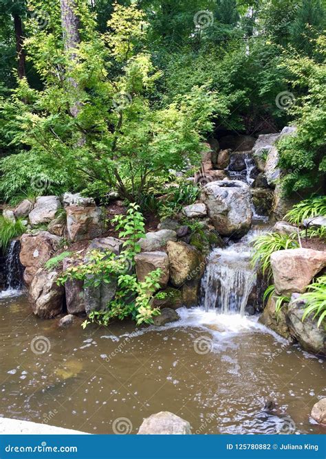 Japanese waterfall garden stock photo. Image of waterfall - 125780882