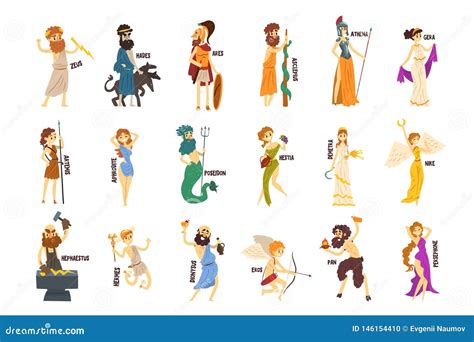 Greek Gods Set, Dionysus, Hermes, Hephaestus,Zeus, Hades, Poseidon, Aphrodite, Artemis Ancient ...