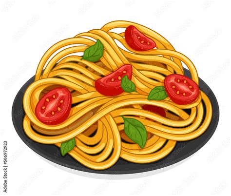 Italian pasta noodles with tomato and basil. Italian noodles food ...