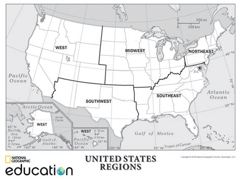 United States Map Divided Into 5 Regions - Printable Map