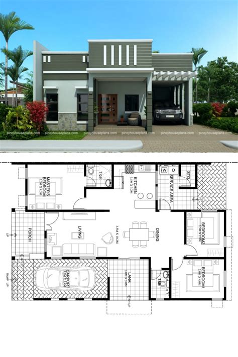 House Plans With Parapet Roof One Story Dream House Plan With Parapet ...