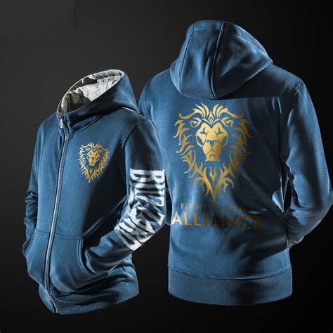 Cool WOW Alliance Hoodie Black World Of Warcraft Clothing For Him | Wishining