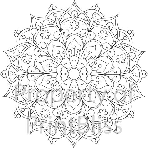 Flower Mandala Printable Coloring Page - Etsy Canada