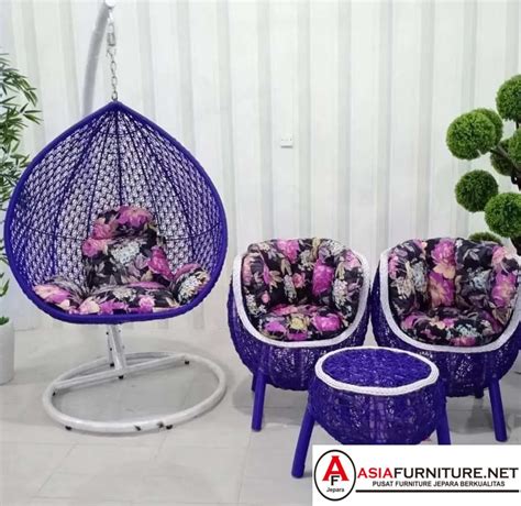 Ayunan Anyaman Rotan Ungu Sintetis - Asia Furniture Jepara