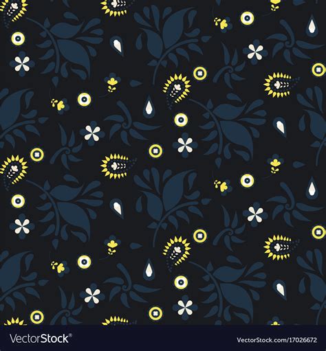 Floral paisley dark blue pattern Royalty Free Vector Image