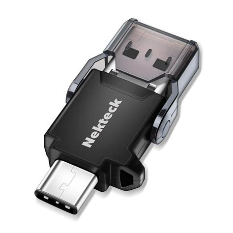 Nekteck USB Type C OTG Micro SD Card Reader with Additional Standard USB Port Connector (SD Card ...