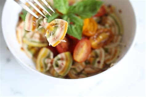 Spicy Rainbow Farfalline Pasta With Balsamic Tomatoes - Miss Liz Heart