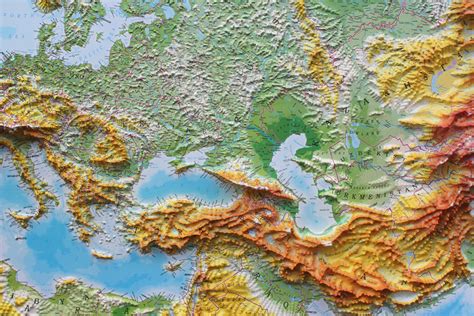 3D raised relief map of Europe (Free delivery in the UK ...