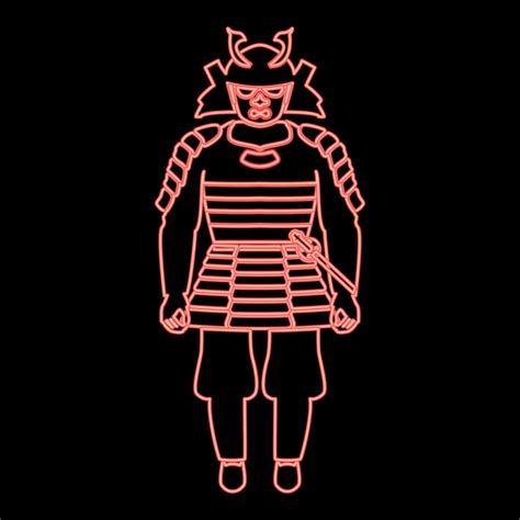 Neon samurai japan warrior red color vector illustration image flat style 7451129 Vector Art at ...