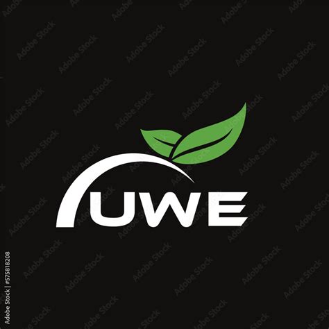 UWE letter nature logo design on black background. UWE creative initials letter leaf logo ...