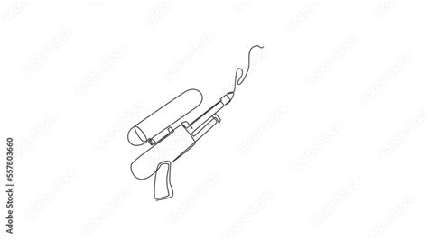 Self drawing animation of single line draw water gun. Plastic summer ...