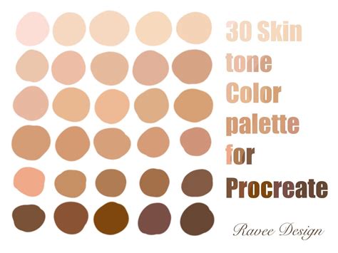 30 Skin Tone Palette Colors Paint for Procreate App on iPad Procreate Swatches Palatte - Etsy ...