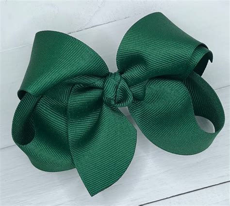 Forest-hunter Green Hair Bow, Hair Bows, Boutique Bows for Girls, Girls Hair Bow, Baby Bow, Big ...