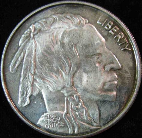 50. Buffalo Nickel Design One Troy Ounce .999 Fine Silver. BU.