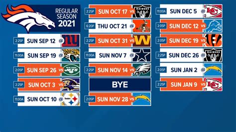 Denver Broncos 2021 NFL schedule released | 9news.com