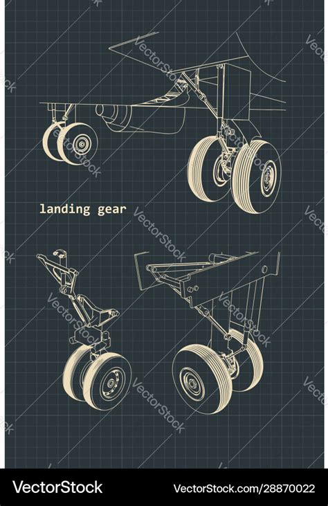 Airplane landing gear drawings Royalty Free Vector Image