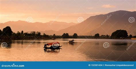 Shikara Boats on Dal Lake with Sunset Dal Lake in Srinagar Jammu and ...