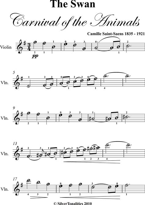 The Swan Carnival of the Animals Easy Violin Sheet Music eBook by Camille Saint Saens - EPUB ...