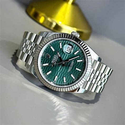 Rolex Datejust 41 - Oystersteel & White Gold - Green Fluted-Motif