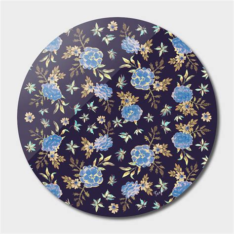 «Blue Flowers. Dark Floral Pattern» Disk by Tanjica Art | Curioos