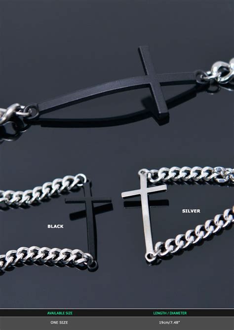 Accessories :: Bracelets :: Bended Cross Chain Cuff-Bracelet 408 ...