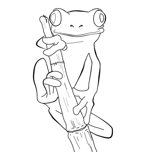 Outline frog and bamboo stem tattoo design - Tattooimages.biz