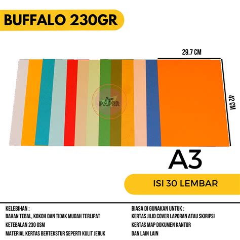 Jual Kertas Buffalo A3 230 Gsm isi 30 lembar / Kertas Karton A3 Buffalo / Kertas Jilid A3 ...