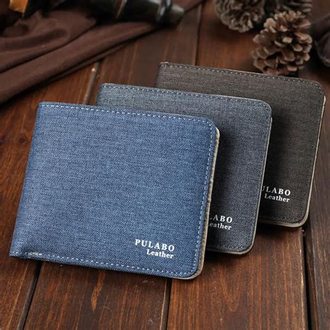 Mans Embossing Canvas Wallet Pocket Credit Card Clutch Bifold Purse brand Short men Wallets PU ...